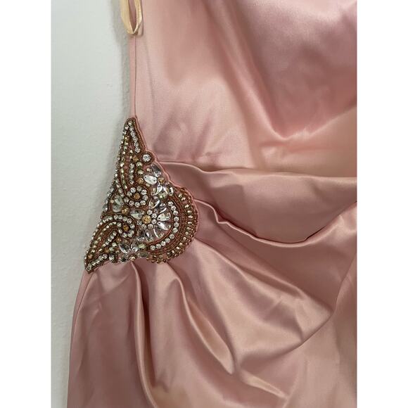 Eliza J Cream One-Shoulder Prom Dress - Picture 3 of 9